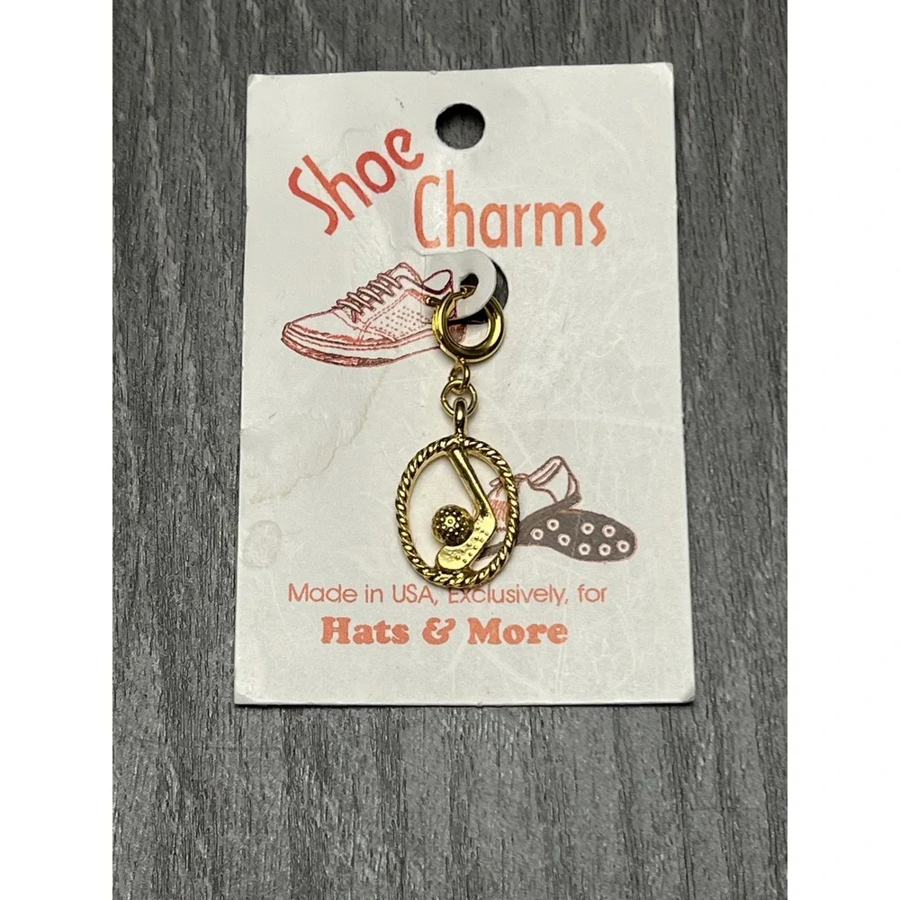 Vintage LVG&T Gold Tone Golf Club Ball Shoe Charm Spring Ring Made in USA SC7326